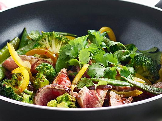 Steak et wok de légumes