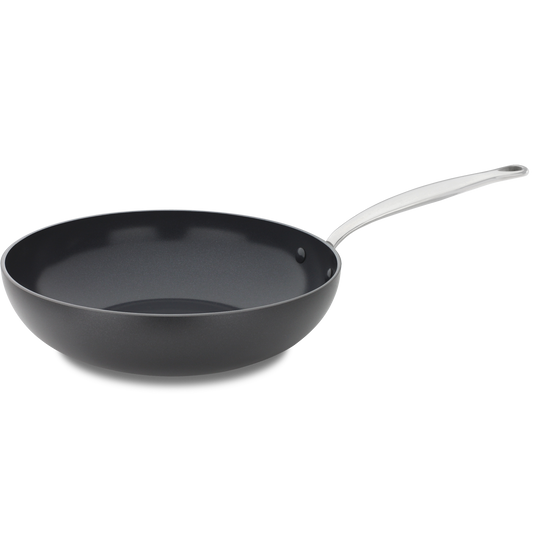 Barcelona Wokpan 28cm zwart zijaanzicht