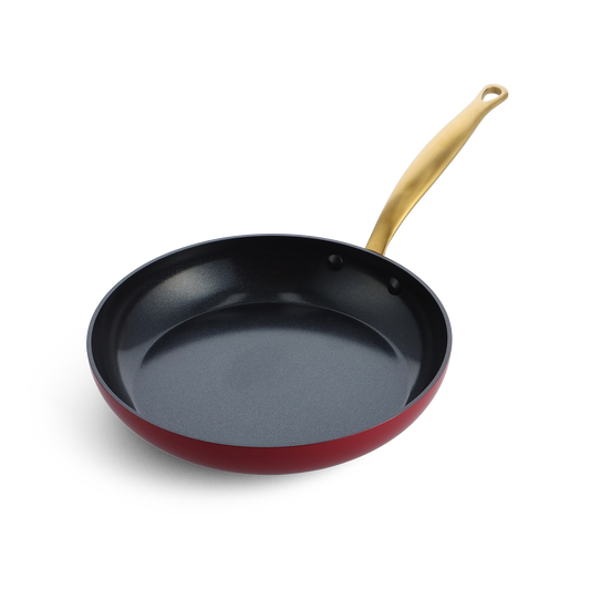 Barcelona Red Braadpan 22,5cm rood met gouden handvat