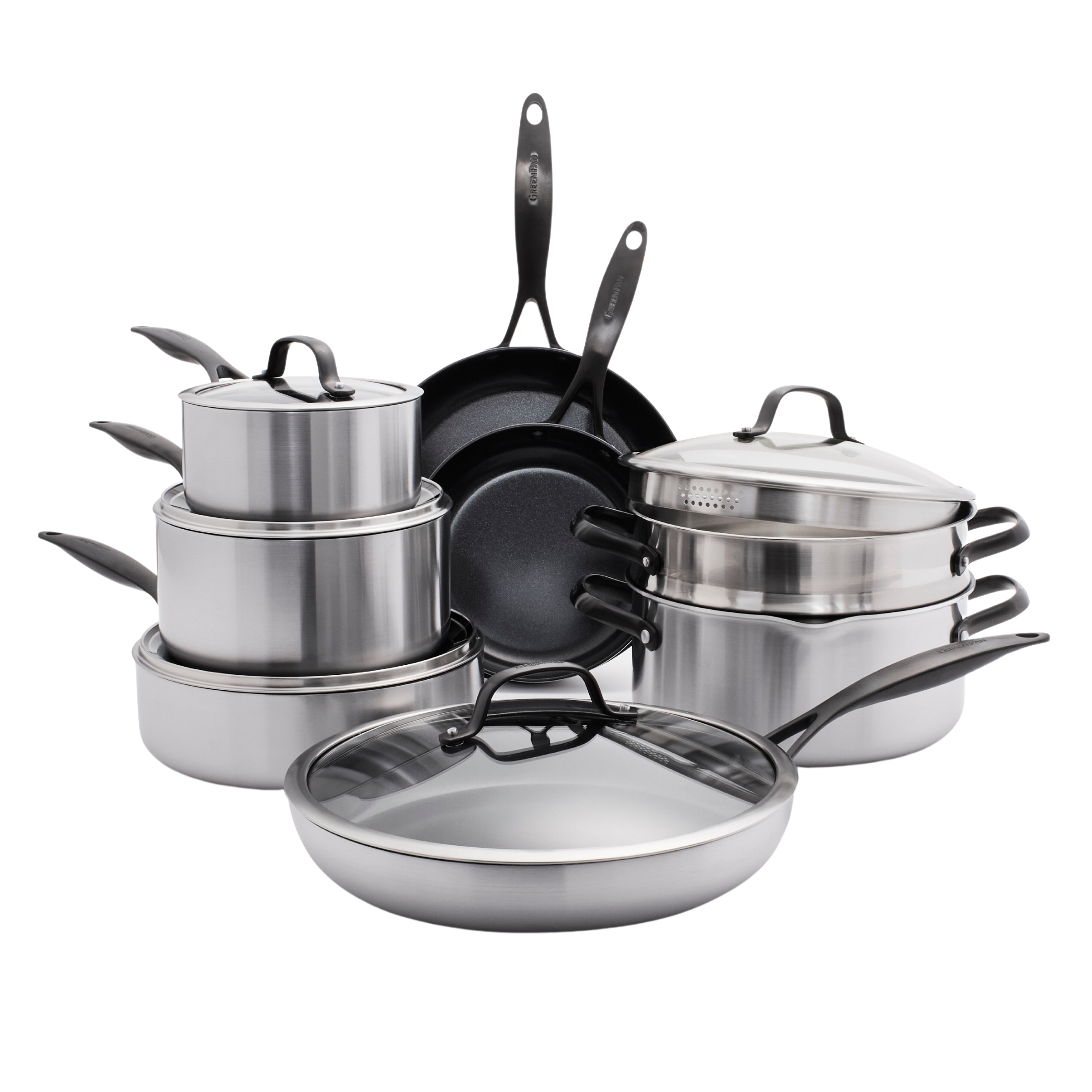 GreenPan Lima - Juego de sartenes anodizadas duras de 8 pulgadas, 10 y GreenPan Lima - Juego de sartenes anodizadas duras de 8 pulgadas, 10 y