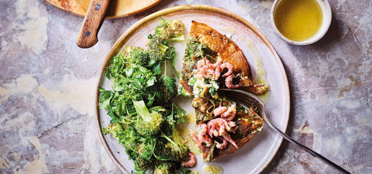 Quiche aux petits pois, crevettes et fromage frais