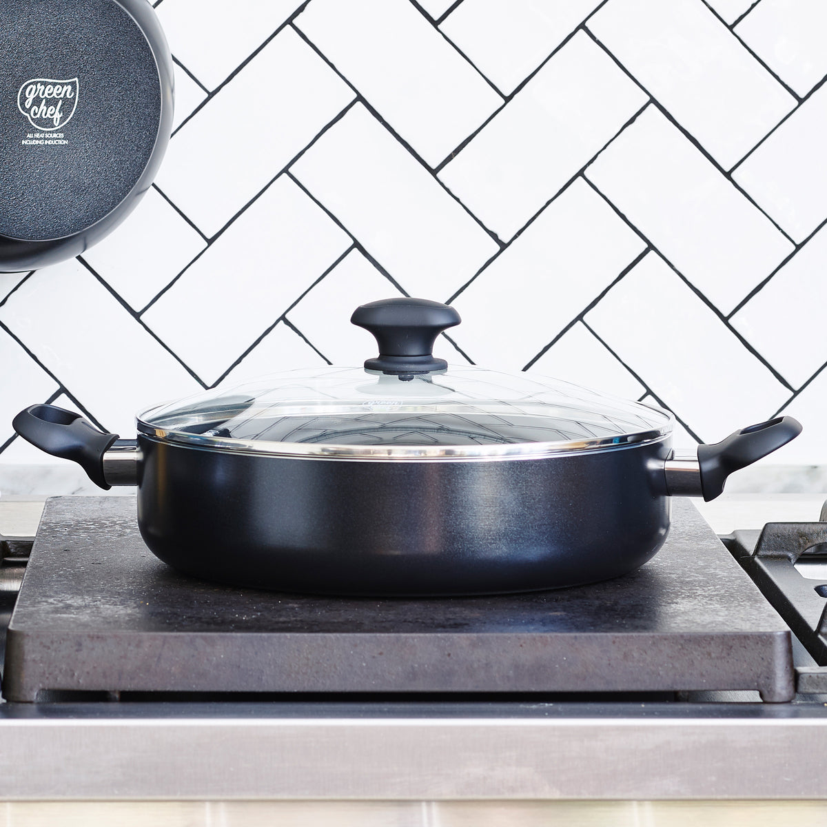 Sauteuse 2 Manches Moneta Zecchino 28 Cm - Aluminium Anti-Adhésif Teflon Classic, Tous Feux Induction