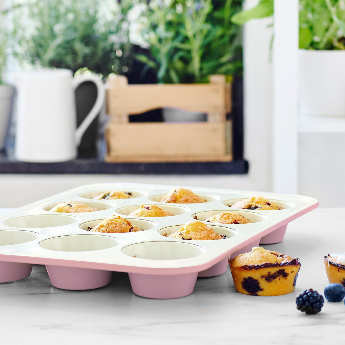 Patisse Moule à Muffins 12 Pièces Céramique - Revêtement Antiadhésif Premium