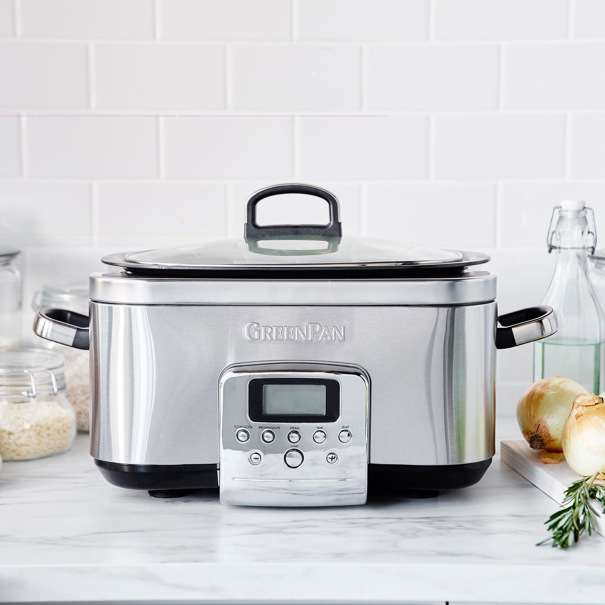 Slowcooker Stainless Steel 6L vooraanzicht