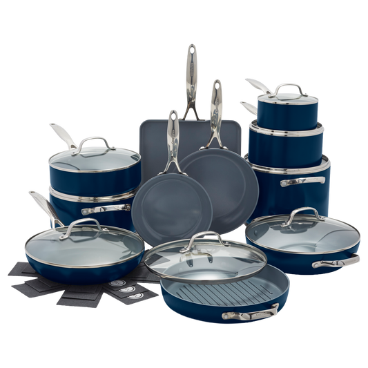 Valencia Pro Batterie de cuisine de 19 pièces Oxford Blue