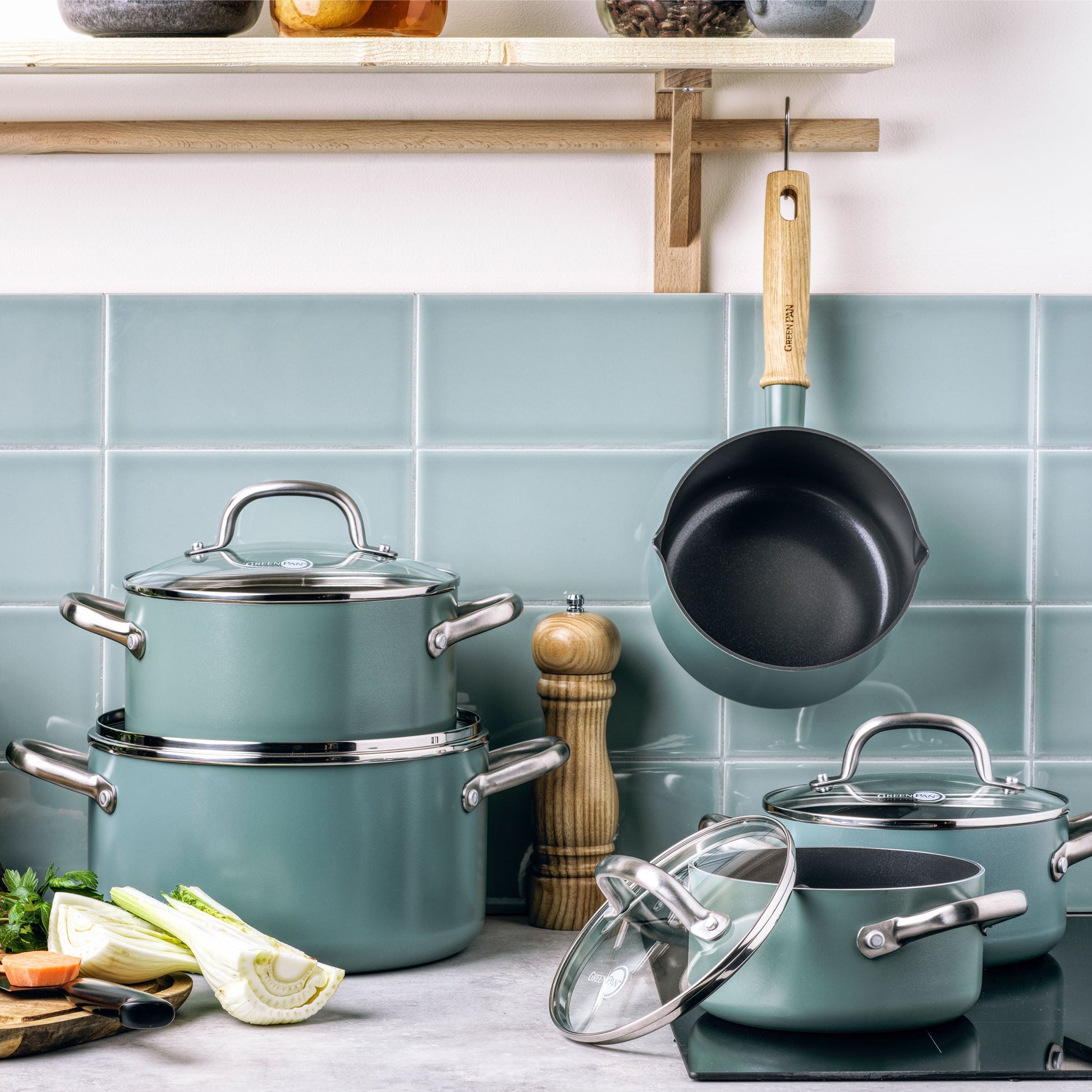 Greenpan Mayflower Kookpannen 20cm Keramisch inductie pfas-vrij   vooraanzicht